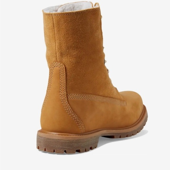 Timberland Teddy Fleece Fold-Down honey wheat suede lace up combat boots size 10 - Picture 1 of 12